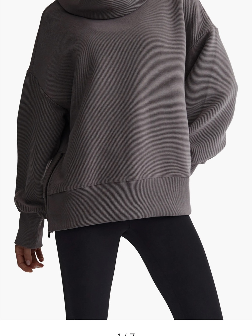 Varley Oversized Gray Funnel-Neck Sweatshirt